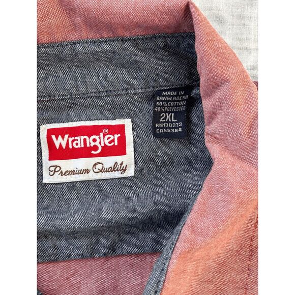 Men's Wrangler 2XL Short Sleeve Shirt Lot of Two, Red/Salmon. Button Down - Picture 8 of 10
